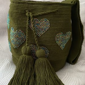 Mochila Wayuu verde militar