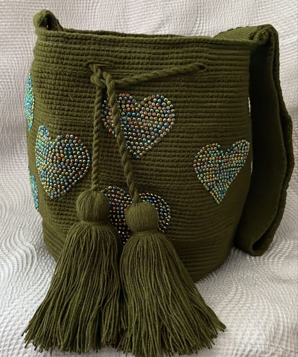 Mochila Wayuu verde militar